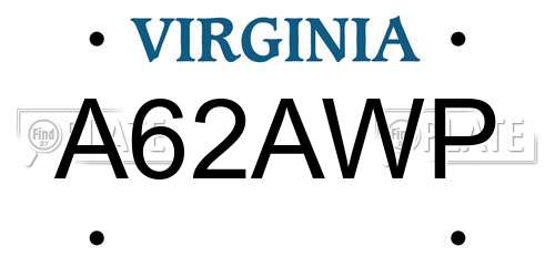 A62AWP Virginia License Plate