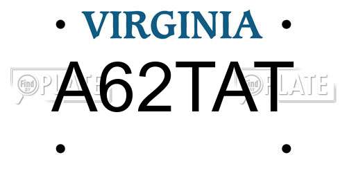 A62TAT Virginia License Plate
