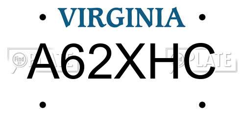 A62XHC Virginia License Plate