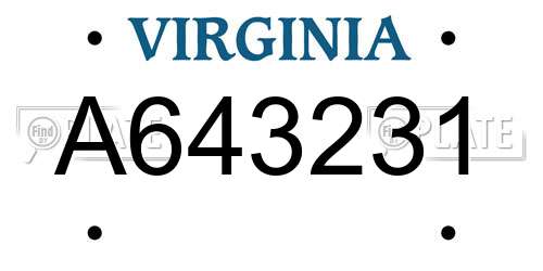 A643231 Virginia License Plate