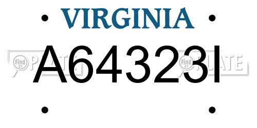 A64323I Virginia License Plate