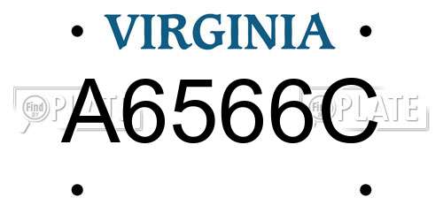 A6566C Virginia License Plate