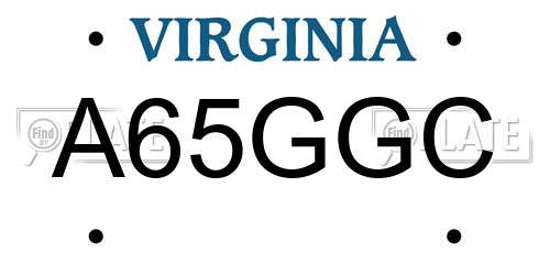 A65GGC Virginia License Plate