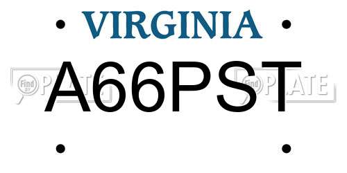 A66PST Virginia License Plate