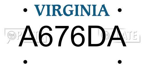 A676DA Virginia License Plate