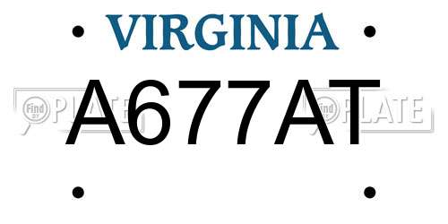 A677AT Virginia License Plate