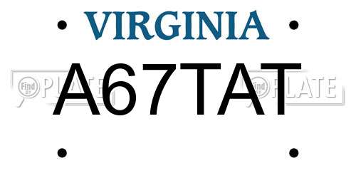 A67TAT Virginia License Plate