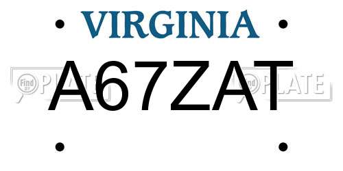 A67ZAT Virginia License Plate
