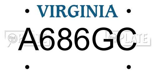 A686GC Virginia License Plate