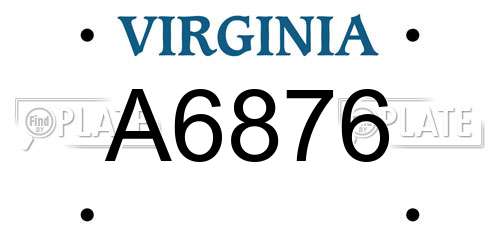 A6876 Virginia License Plate