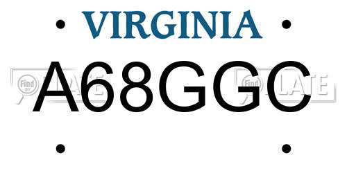 A68GGC Virginia License Plate
