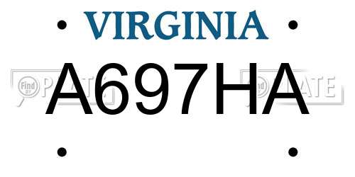 A697HA Virginia License Plate