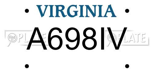 A698IV Virginia License Plate