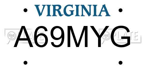 A69MYG Virginia License Plate