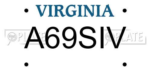 A69SIV Virginia License Plate
