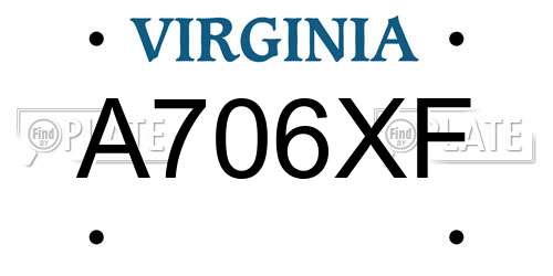 A706XF Virginia License Plate