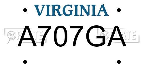 A707GA Virginia License Plate
