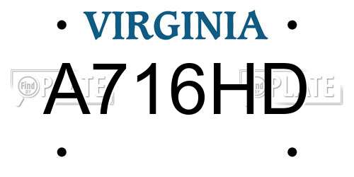 A716HD Virginia License Plate