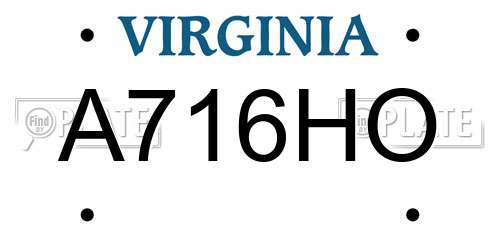 A716HO Virginia License Plate