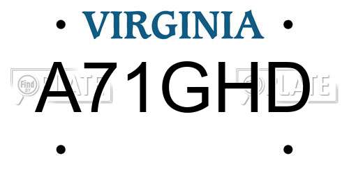 A71GHD Virginia License Plate