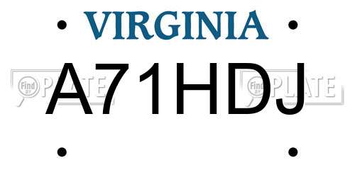 A71HDJ Virginia License Plate