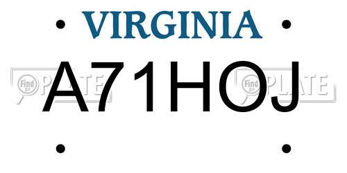 A71HOJ Virginia License Plate