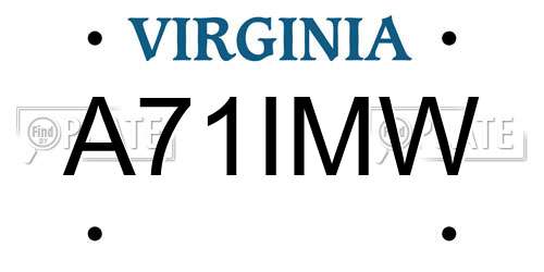 A71IMW Virginia License Plate