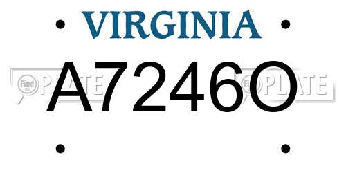 A7246O Virginia License Plate
