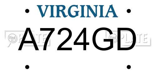 A724GD Virginia License Plate