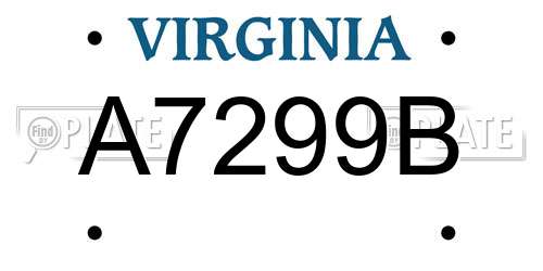 A7299B Virginia License Plate