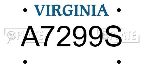 A7299S Virginia License Plate
