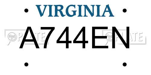 A744EN Virginia License Plate