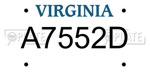 A7552D Virginia License Plate