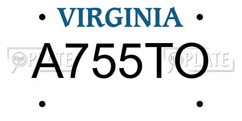 A755TO Virginia License Plate