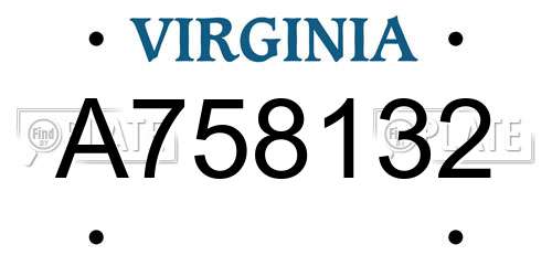 A758132 Virginia License Plate