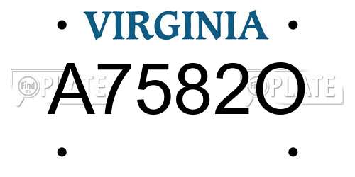 A7582O Virginia License Plate