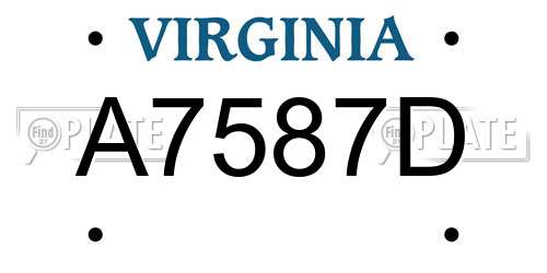 A7587D Virginia License Plate