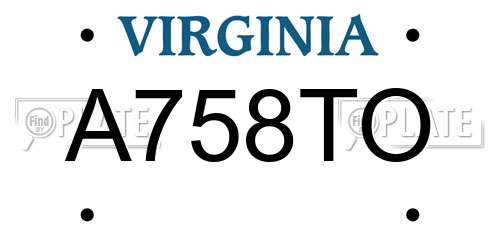 A758TO Virginia License Plate