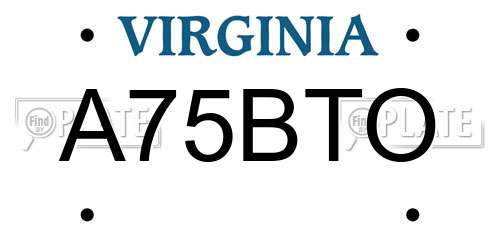 A75BTO Virginia License Plate