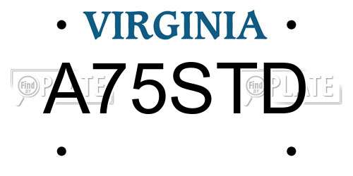 A75STD Virginia License Plate