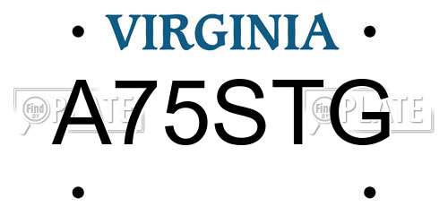 A75STG Virginia License Plate