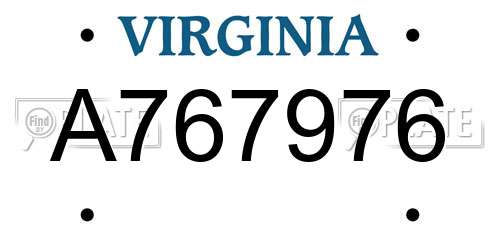 A767976 Virginia License Plate