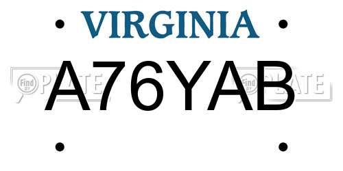 A76YAB Virginia License Plate