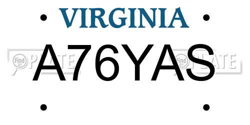 A76YAS Virginia License Plate