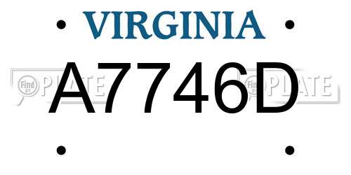 A7746D Virginia License Plate