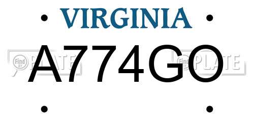A774GO Virginia License Plate