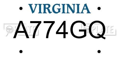 A774GQ Virginia License Plate