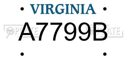 A7799B Virginia License Plate