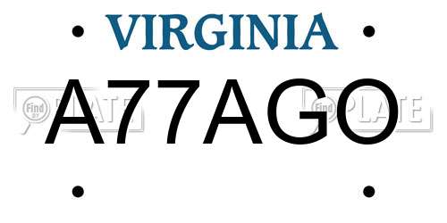 A77AGO Virginia License Plate