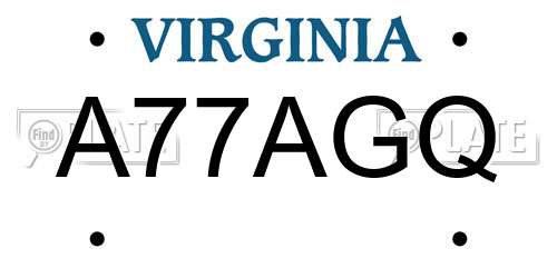 A77AGQ Virginia License Plate